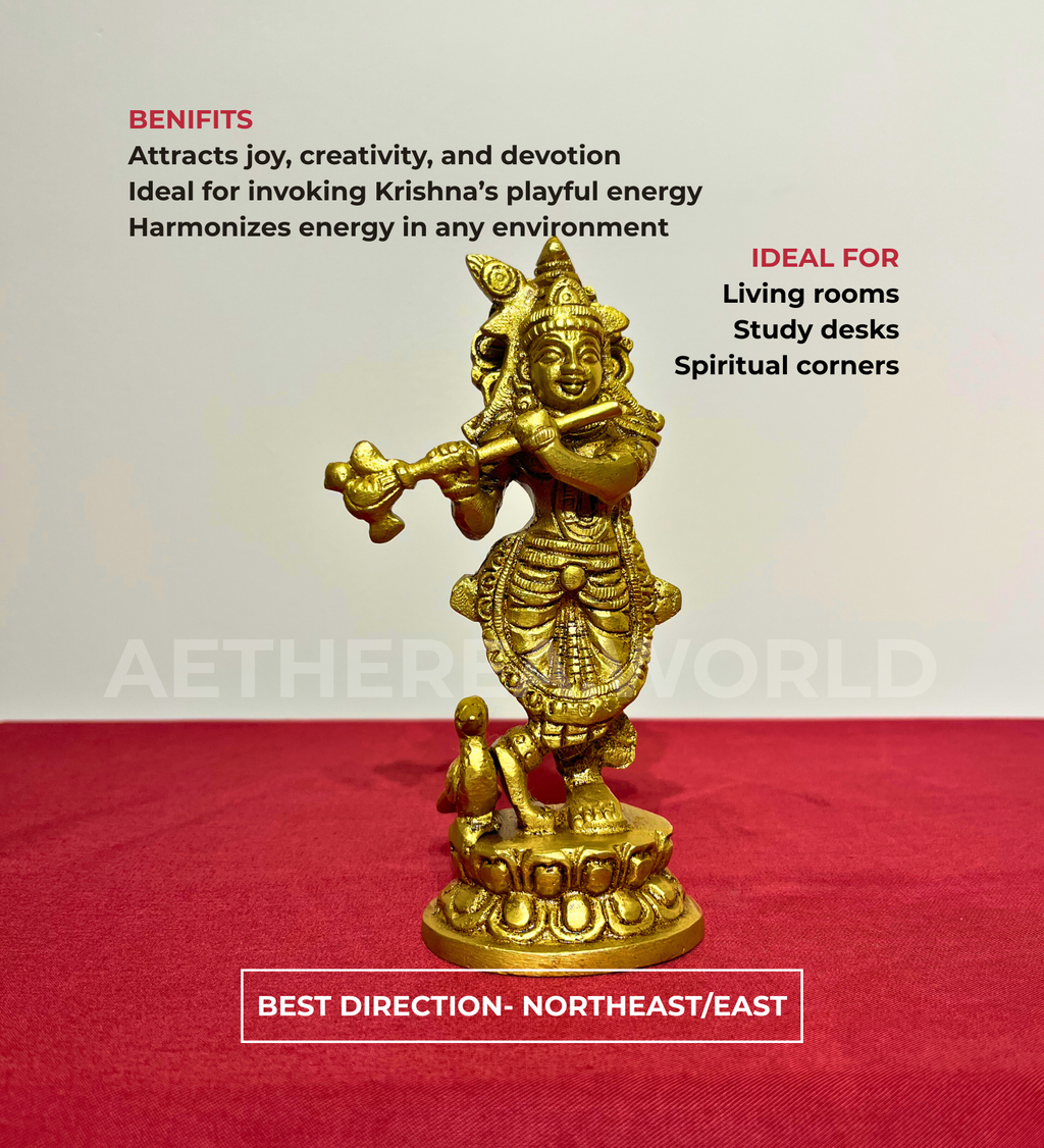 Brass Krishna Idol – 100% Pure Brass at Kamakhyaa by Aetherea World. This item is God