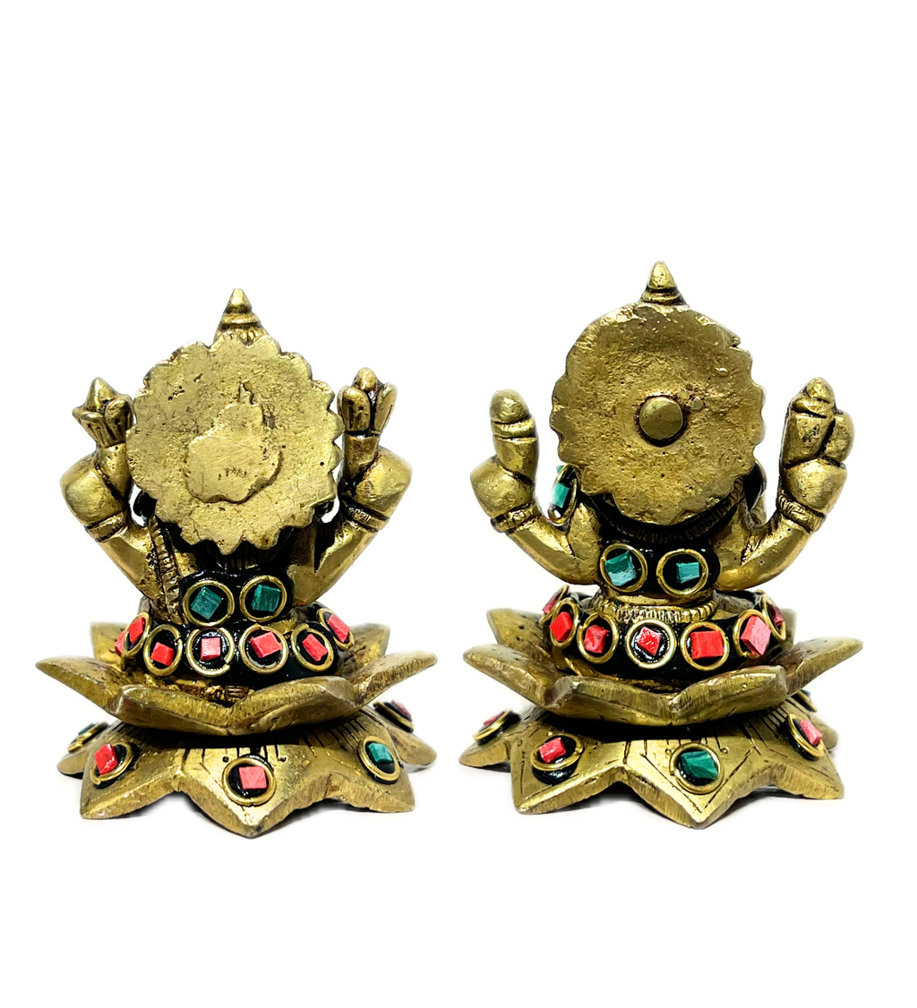 Brass Laxmi Ganesh Idol Set with Stone Finish – 100% Pure Brass at Kamakhyaa by Aetherea World. This item is God