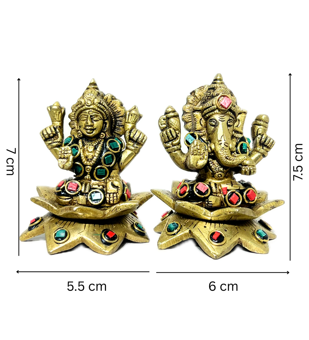 Brass Laxmi Ganesh Idol Set with Stone Finish – 100% Pure Brass at Kamakhyaa by Aetherea World. This item is God