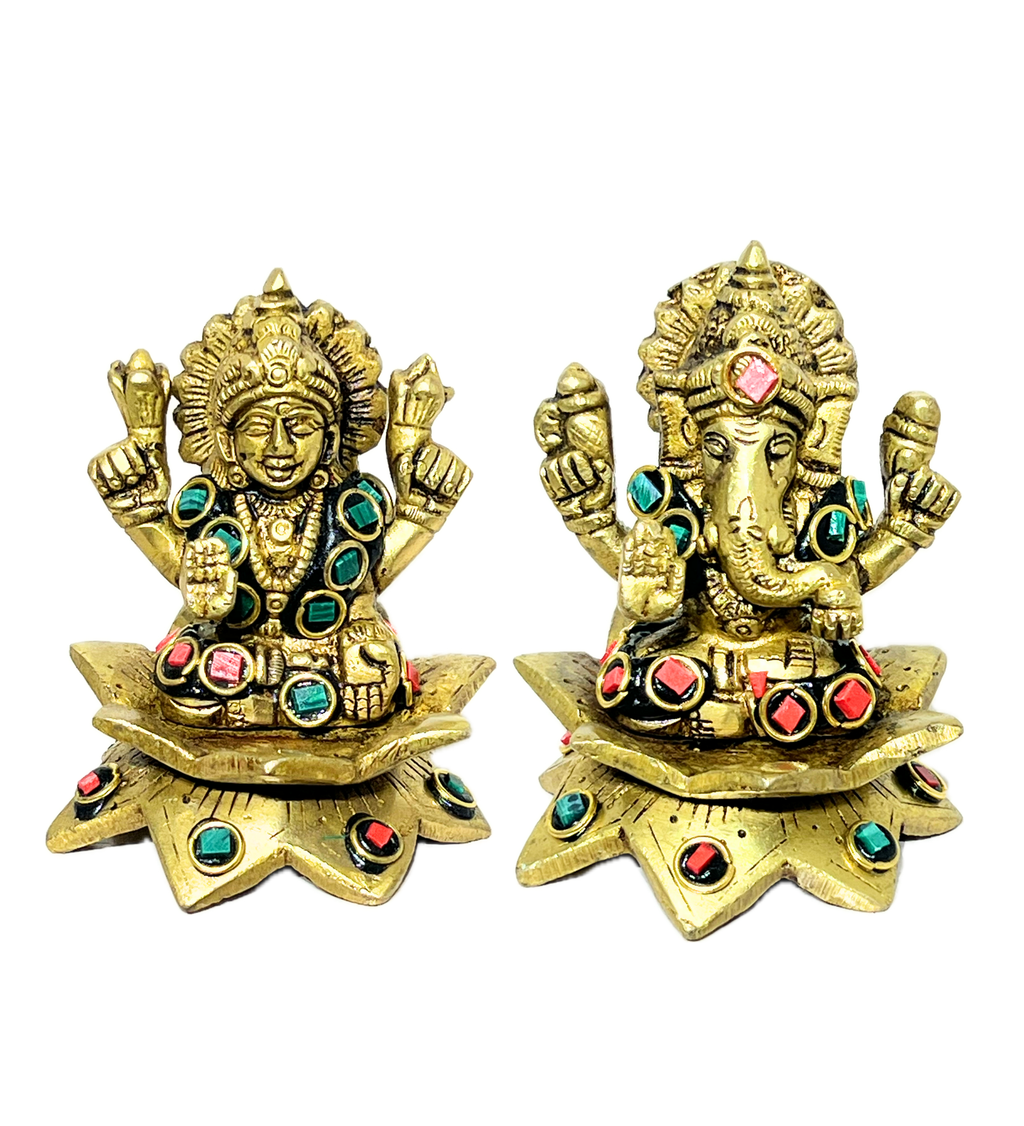 Brass Laxmi Ganesh Idol Set with Stone Finish – 100% Pure Brass at Kamakhyaa by Aetherea World. This item is God