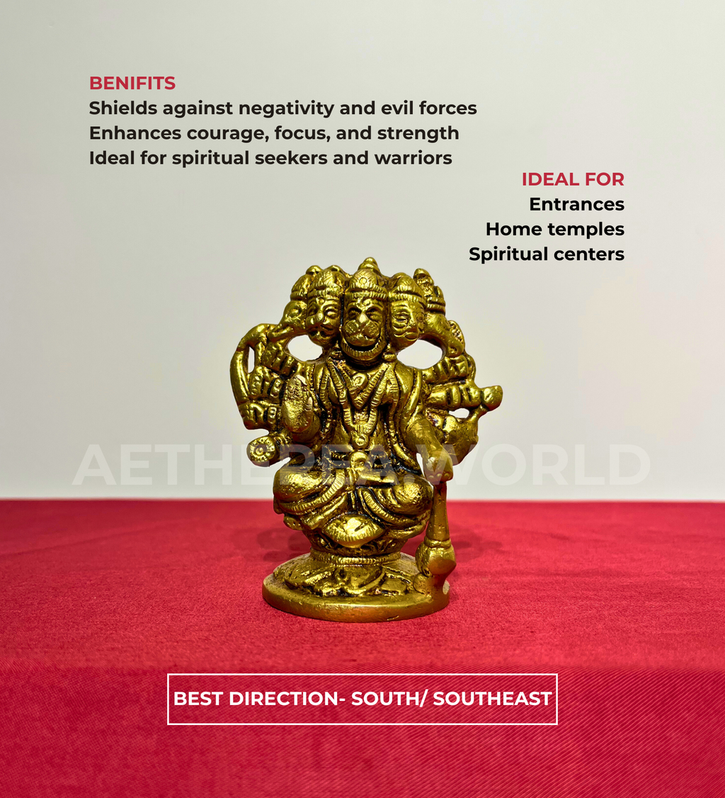 Brass Panchmukhi Hanuman Idol – 100% Pure Brass at Kamakhyaa by Aetherea World. This item is God