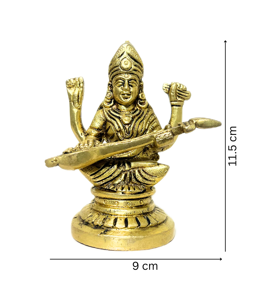 Brass Saraswati Maa Idol – 100% Pure Brass at Kamakhyaa by Aetherea World. This item is God