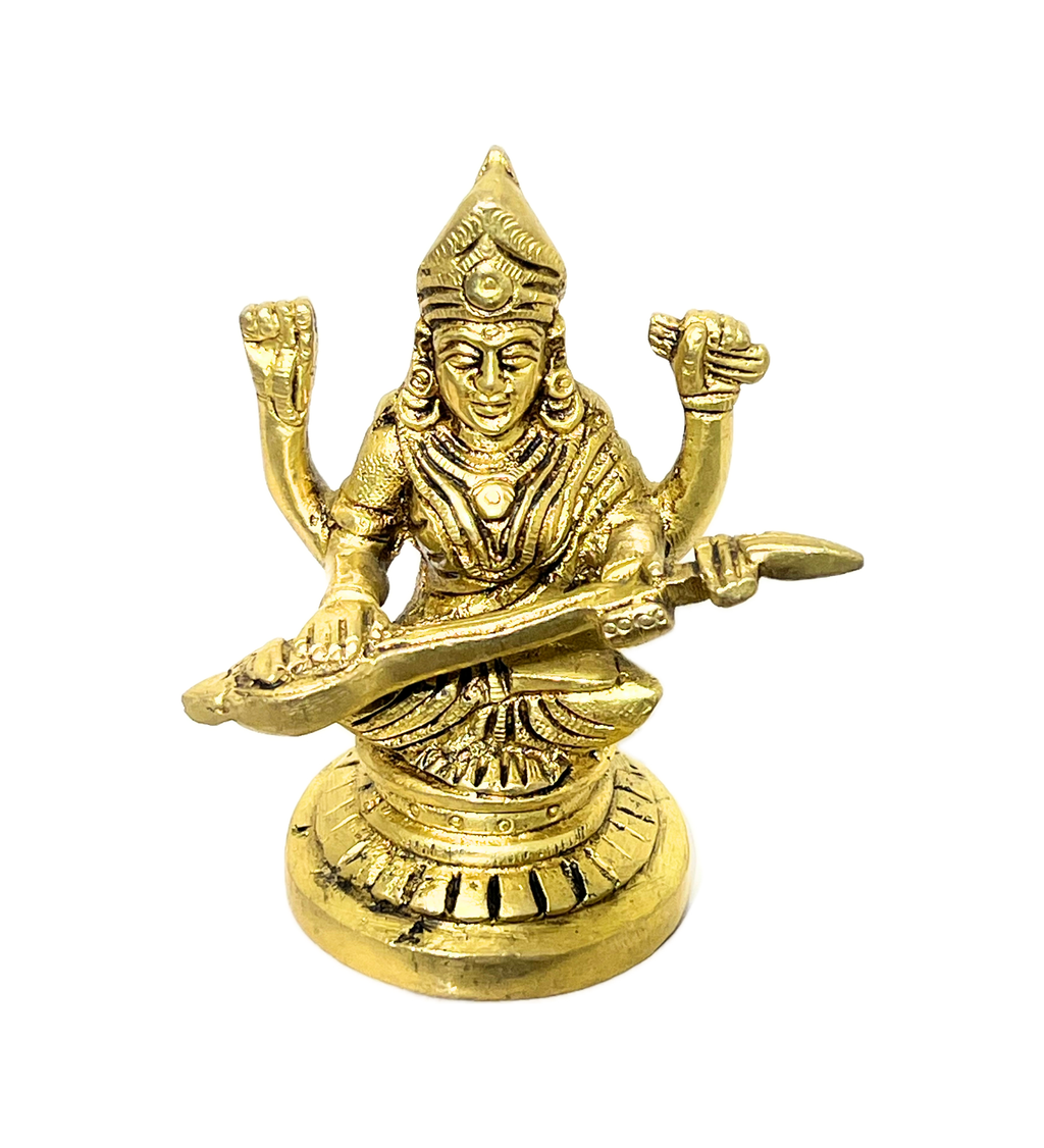 Brass Saraswati Maa Idol – 100% Pure Brass at Kamakhyaa by Aetherea World. This item is God