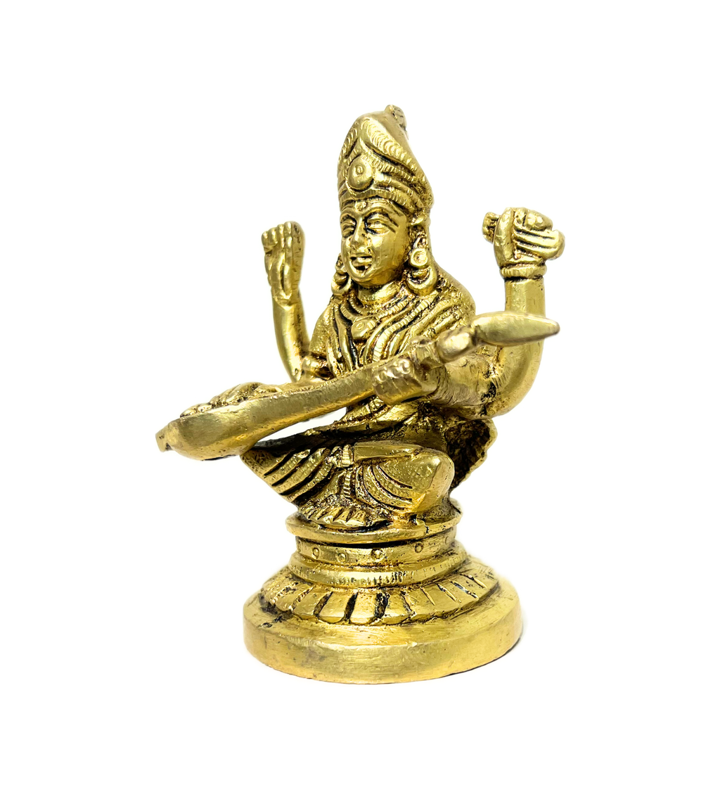 Brass Saraswati Maa Idol – 100% Pure Brass at Kamakhyaa by Aetherea World. This item is God