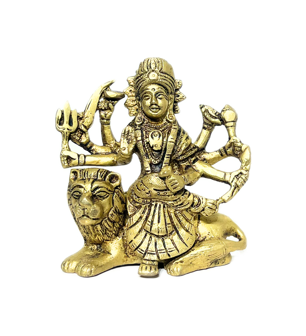 Brass Sherawali Maa Idol – 100% Pure Brass at Kamakhyaa by Aetherea World. This item is God