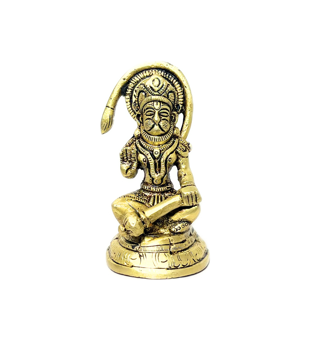 Brass Sitting Hanuman Idol – 100% Pure Brass at Kamakhyaa by Aetherea World. This item is God