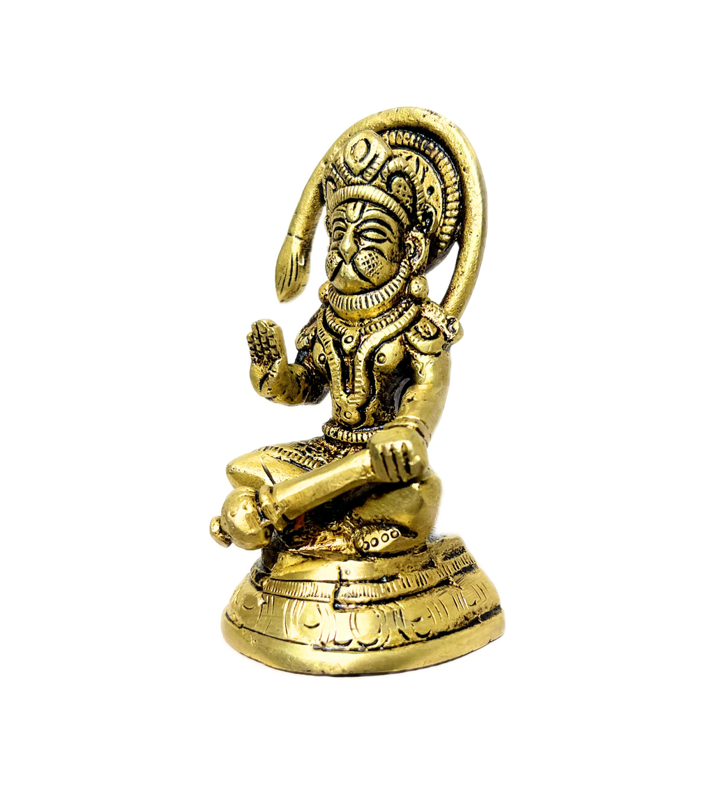 Brass Sitting Hanuman Idol – 100% Pure Brass at Kamakhyaa by Aetherea World. This item is God