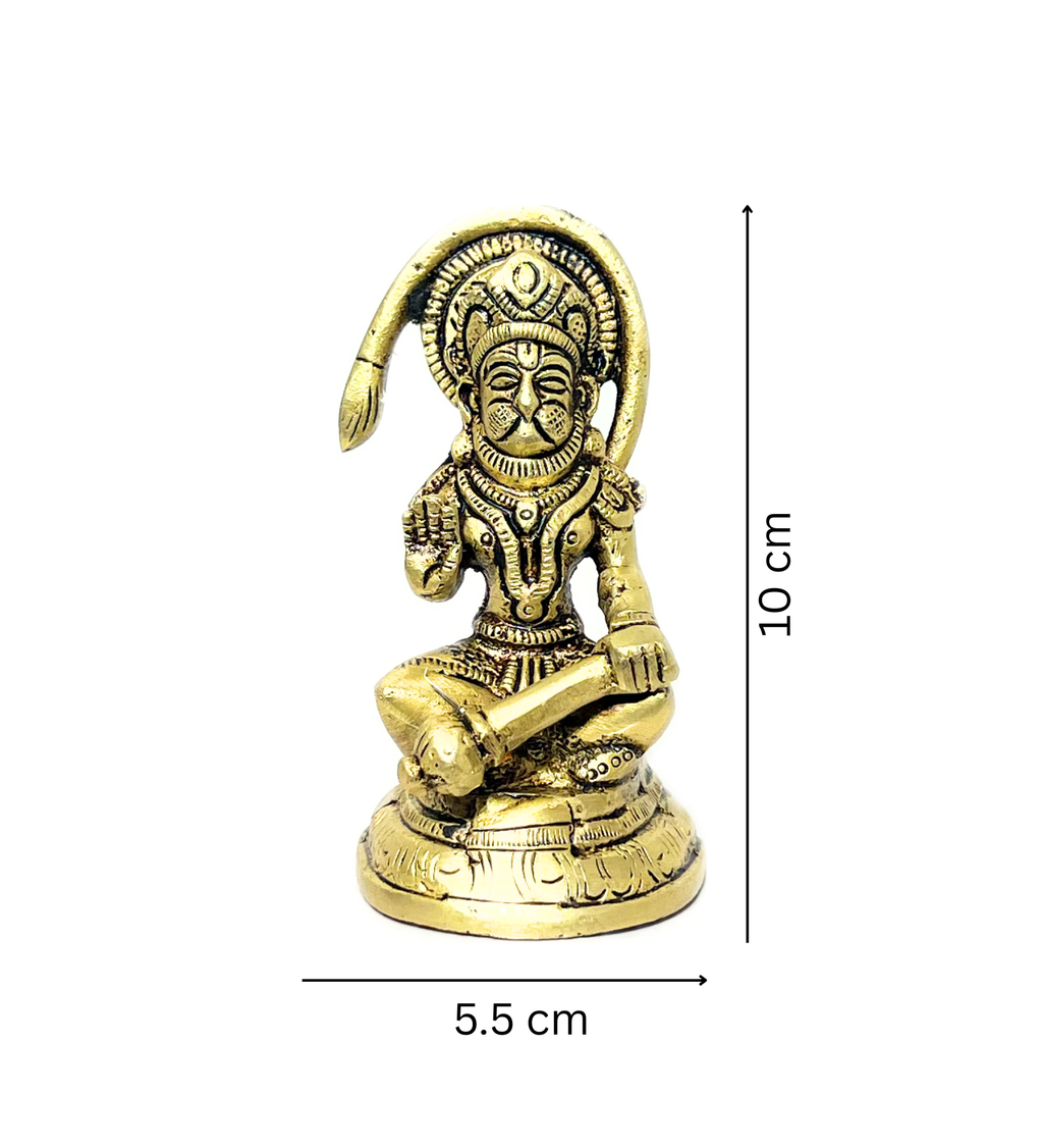 Brass Sitting Hanuman Idol – 100% Pure Brass at Kamakhyaa by Aetherea World. This item is God