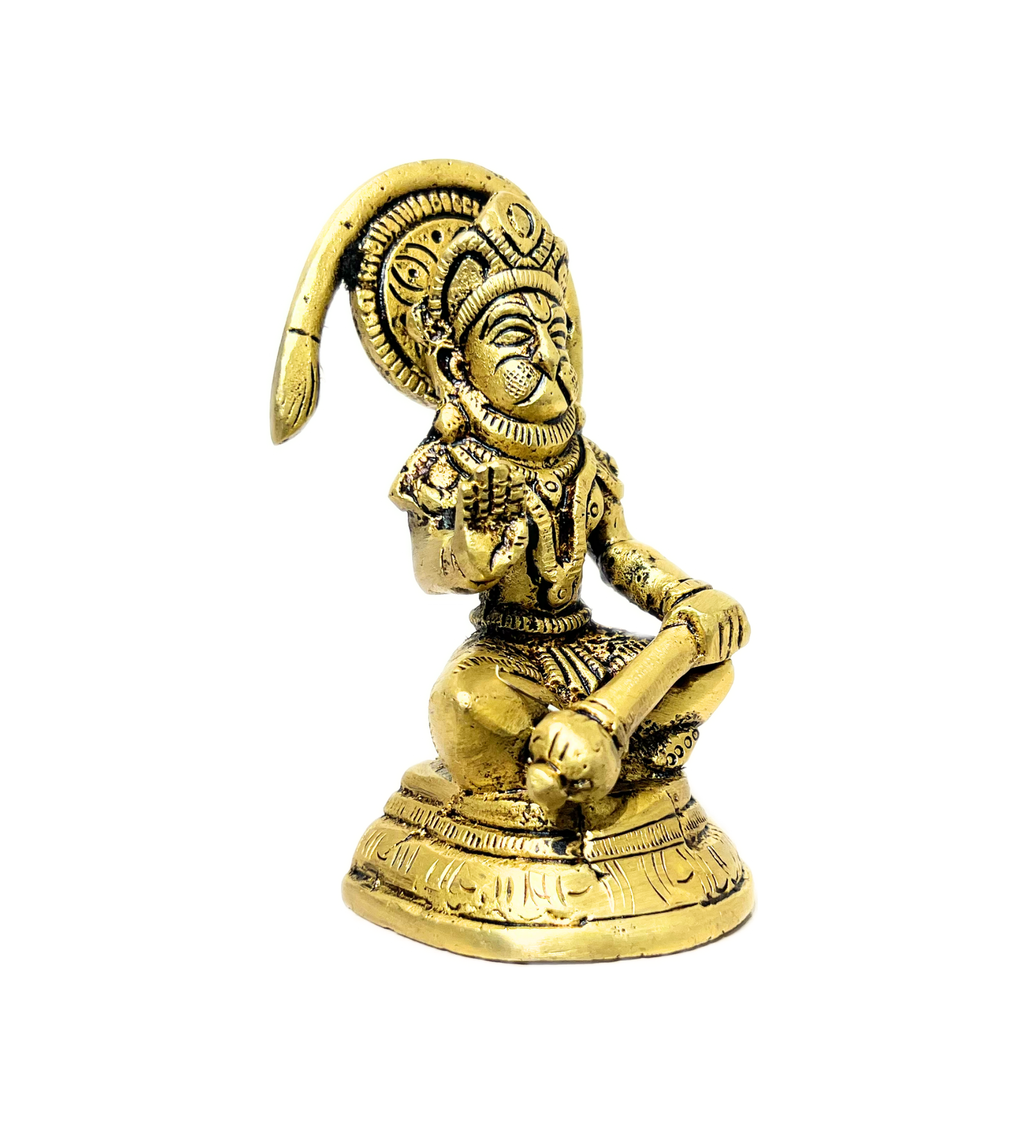 Brass Sitting Hanuman Idol – 100% Pure Brass at Kamakhyaa by Aetherea World. This item is God