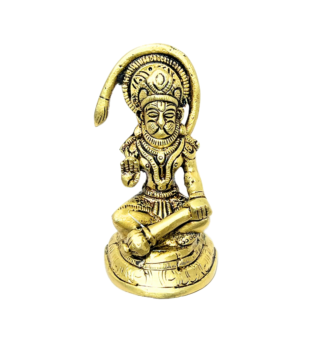 Brass Sitting Hanuman Idol – 100% Pure Brass at Kamakhyaa by Aetherea World. This item is God