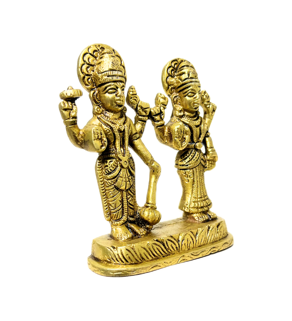 Brass Standing Vishnu Laxmi Idol – 100% Pure Brass at Kamakhyaa by Aetherea World. This item is God