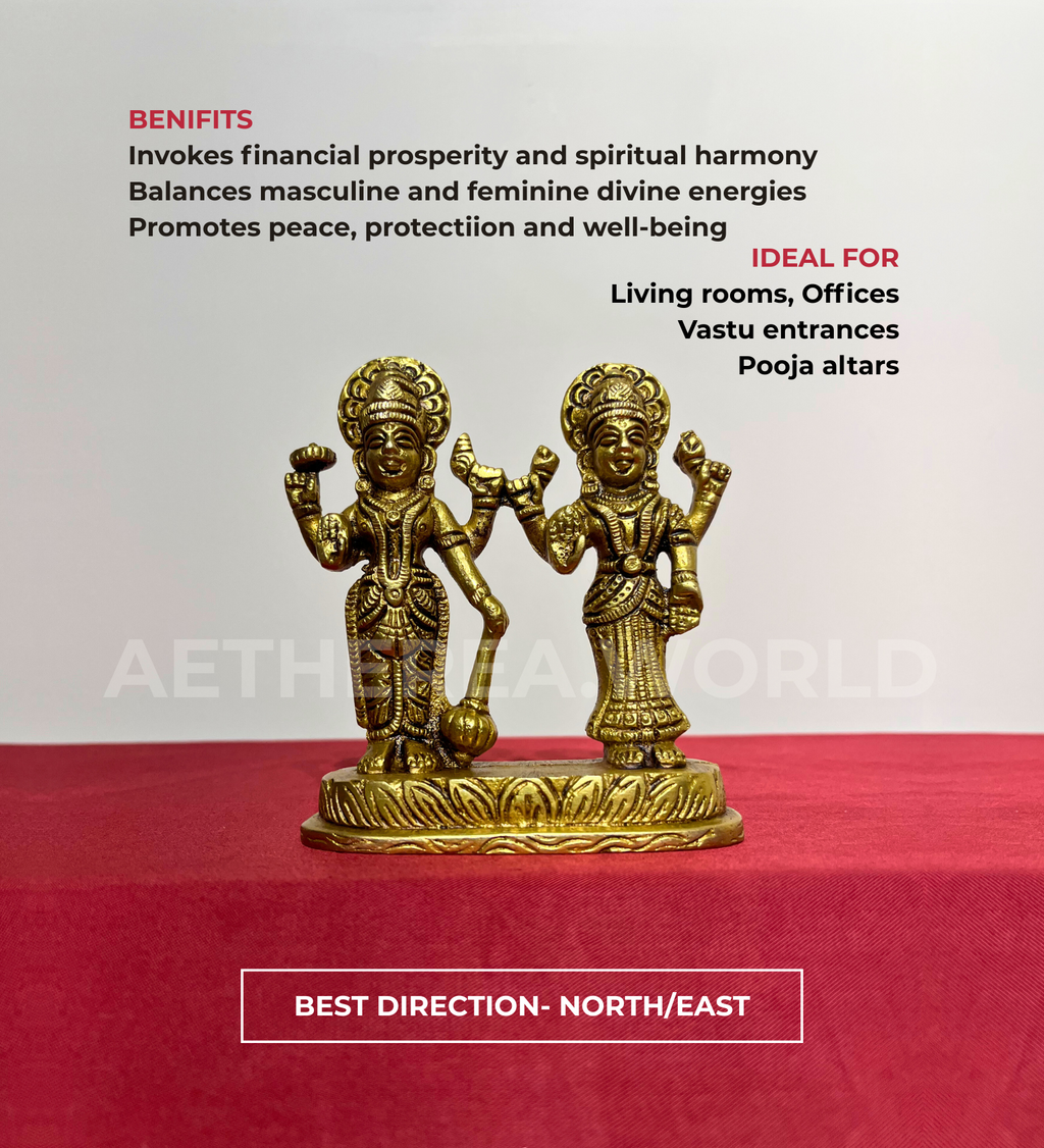 Brass Standing Vishnu Laxmi Idol – 100% Pure Brass at Kamakhyaa by Aetherea World. This item is God