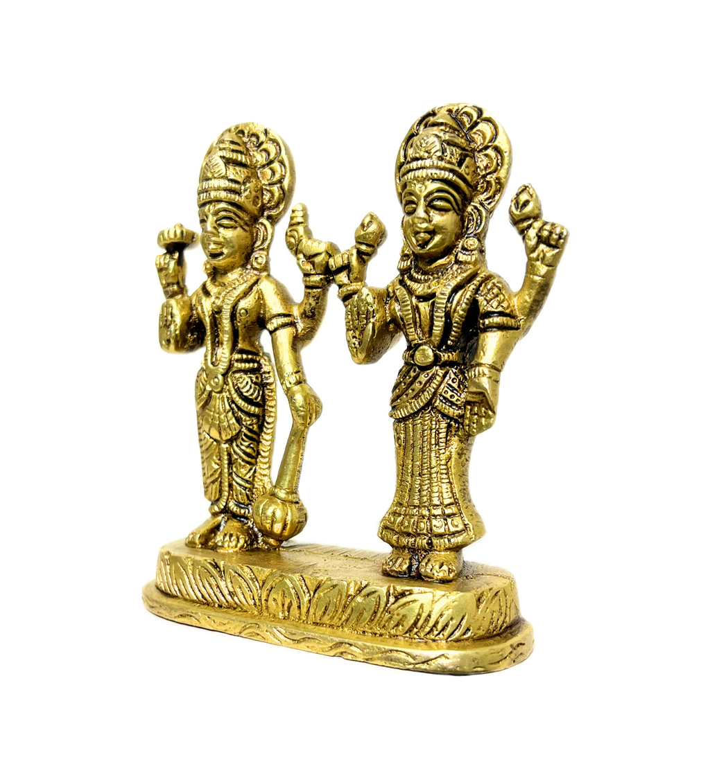 Brass Standing Vishnu Laxmi Idol – 100% Pure Brass at Kamakhyaa by Aetherea World. This item is God