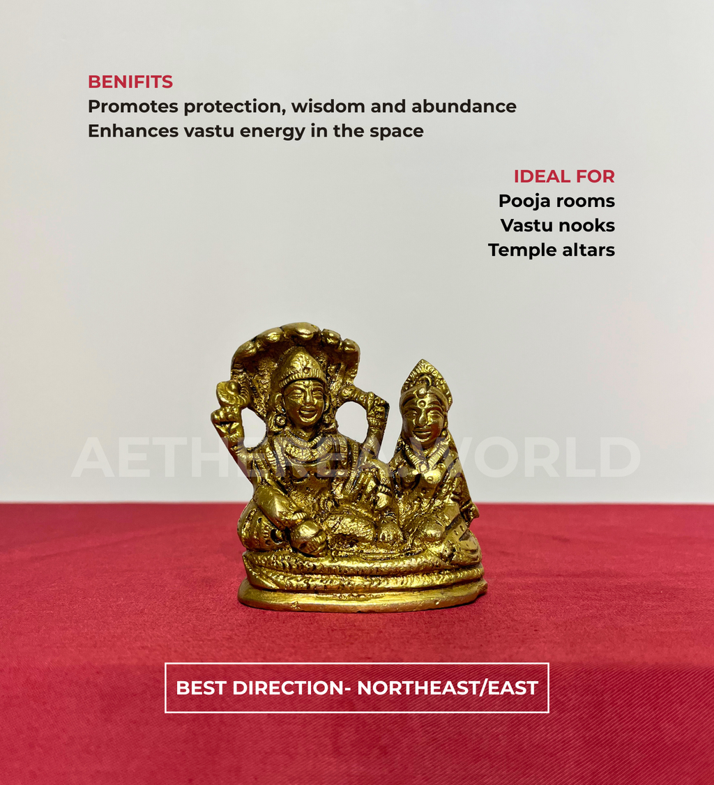 Brass Vishnu Laxmi on Shesh Naag – 100% Pure Brass at Kamakhyaa by Aetherea World. This item is God