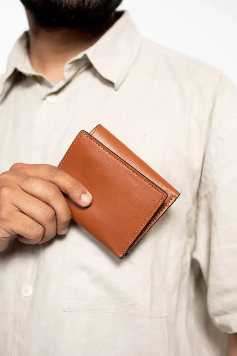 Brown Casual Wear Men Wallet at Kamakhyaa by Green Hermitage. This item is Apple Leather, Brown, Casual Wear, Free Size, Hemp, Lyocell, Men Wallets, Recycled, Solids