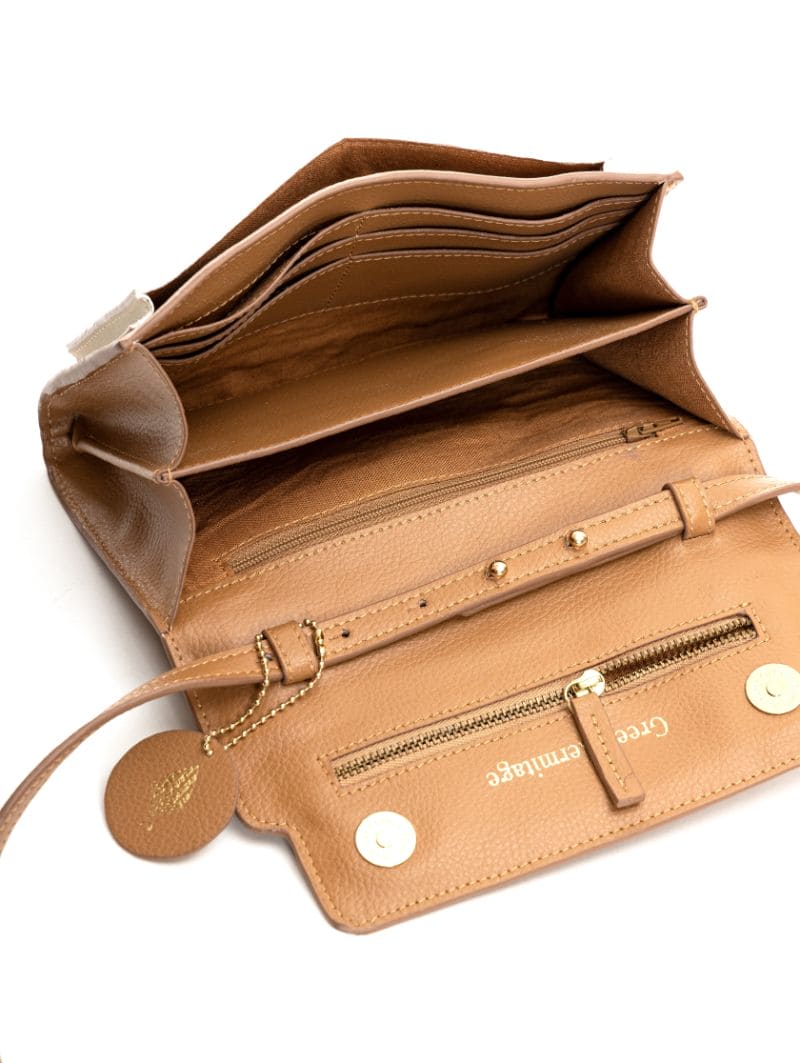 Brown Casual Wear Women Wallet at Kamakhyaa by Green Hermitage. This item is Apple Leather, Brown, Casual Wear, Free Size, Hemp, Lyocell, Recycled, Solids, Women Wallets