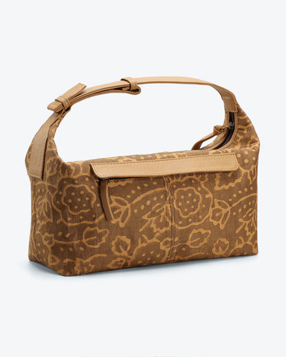 Brown Evening Wear Hand Bag at Kamakhyaa by The Indian Trunk. This item is Artisan Made, Brown, Evening Wear, Floral Prints, Free Size, Gajji Silk, Hand Bags, leather