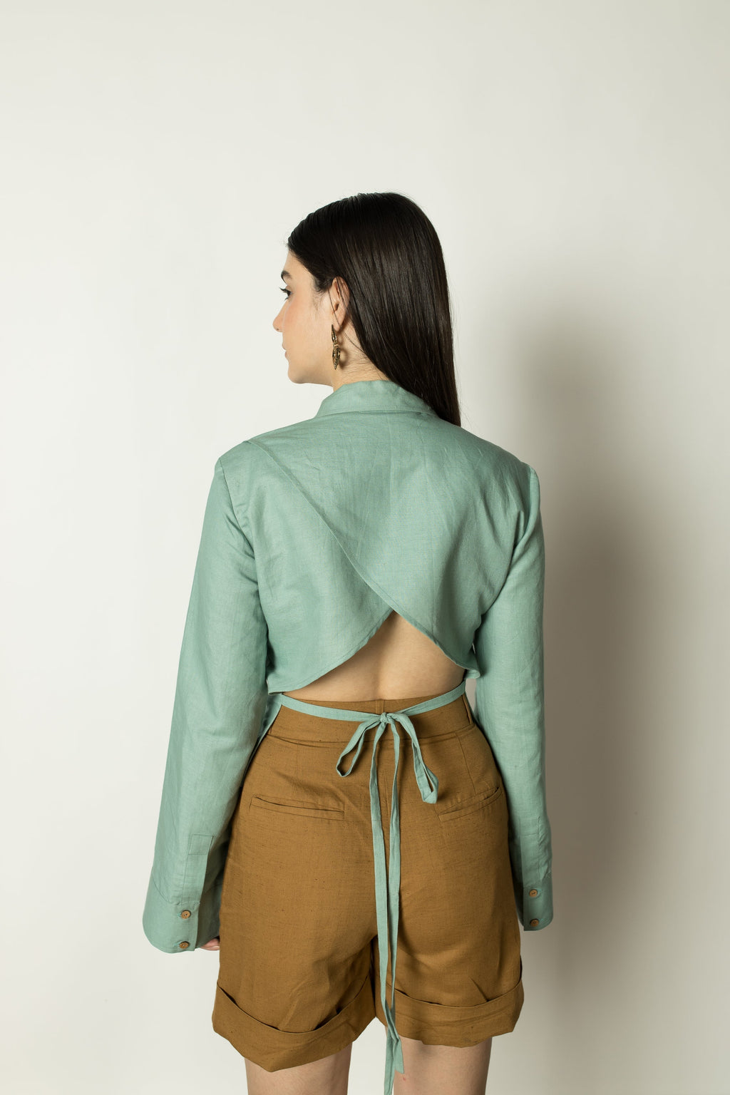 Brown Straight-Leg Shorts at kamakhyaa.com by Anushé Pirani. This item is Brown, Casual Wear, Console Collection List, Cotton, Hemp, Nostalgic Whispers by Anushe Pirani, Regular Fit, Review September 2025, Shorts, Womenswear