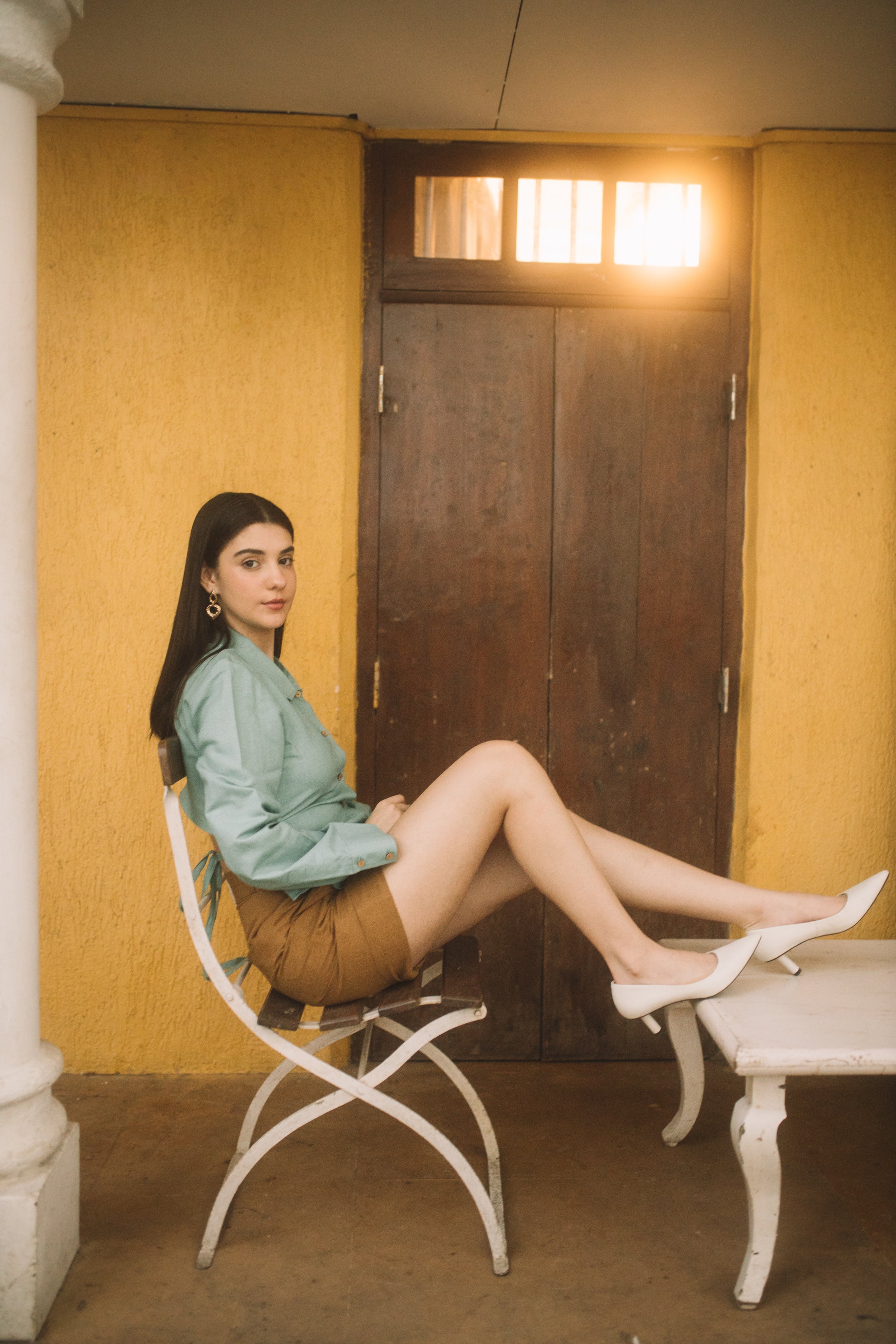 Brown Straight-Leg Shorts at kamakhyaa.com by Anushé Pirani. This item is Brown, Casual Wear, Console Collection List, Cotton, Hemp, Nostalgic Whispers by Anushe Pirani, Regular Fit, Review September 2025, Shorts, Womenswear