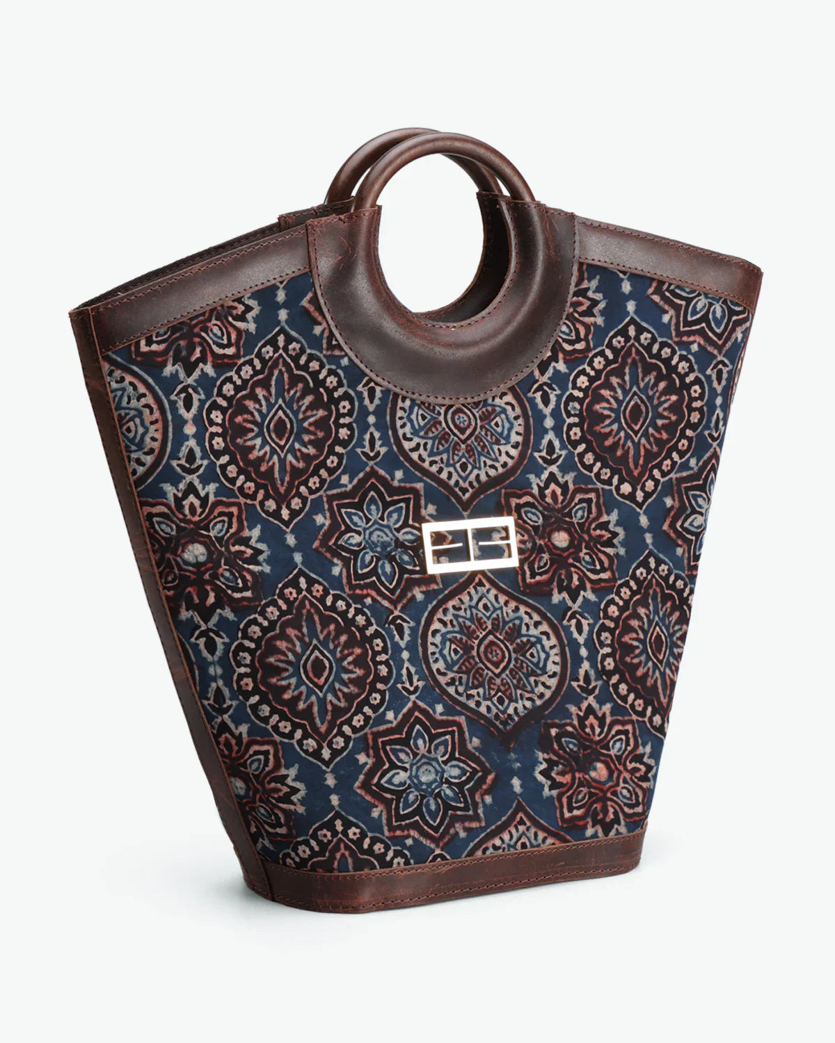 Brown Tote Bag at Kamakhyaa by The Indian Trunk. This item is Artisan Made, Bagru Prints, Brown, Casual Wear, Free Size, leather, Modal silk and leather, Tote Bags