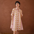 Bubblegum at Kamakhyaa by Taro. This item is Artisan made, Cotton Mulmul, Handblock Printed, Pink, Shirt Dresses, Under $50, Whispers of Summer by Taro