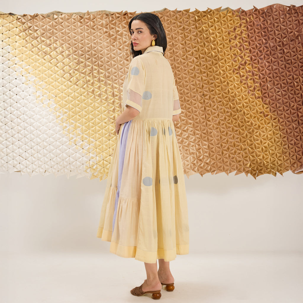 Buttercup Bloom at Kamakhyaa by The Loom Art. This item is Artisan made, Eco friendly, Fluer De Code by The Loom Art, Handwoven, Handwoven Jamdani Cotton Silk, Organic, Shirt Dresses, Solids, Yellow