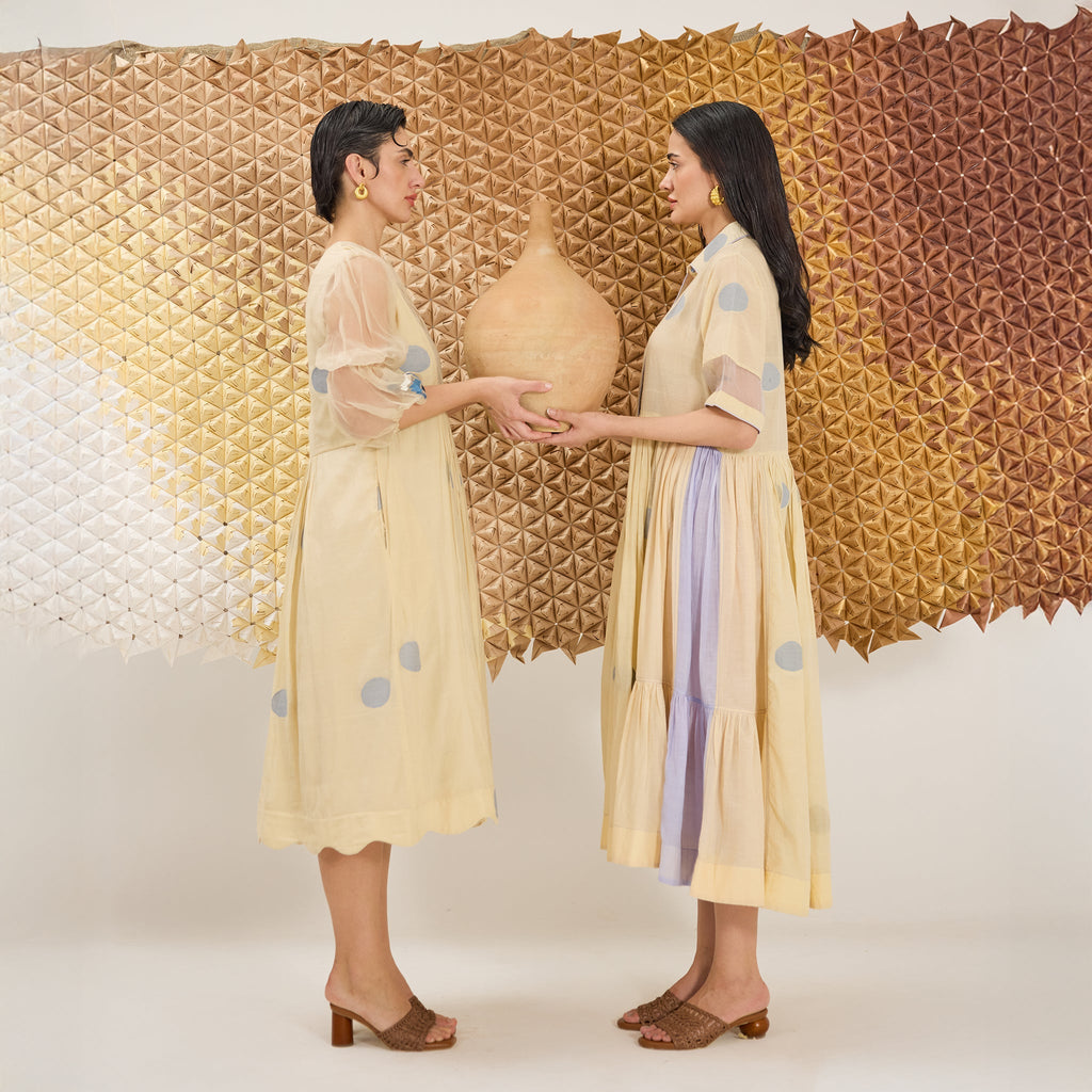 Buttercup Bloom at Kamakhyaa by The Loom Art. This item is Artisan made, Eco friendly, Fluer De Code by The Loom Art, Handwoven, Handwoven Jamdani Cotton Silk, Organic, Shirt Dresses, Solids, Yellow