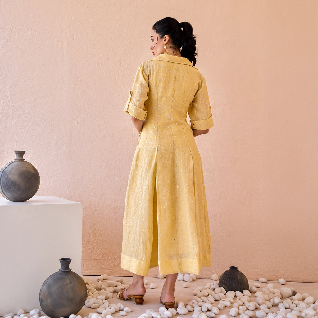 Buttermilk Drift at Kamakhyaa by The Loom Art. This item is Beige, Fluer De Code by The Loom Art, Linen, Mirror Work