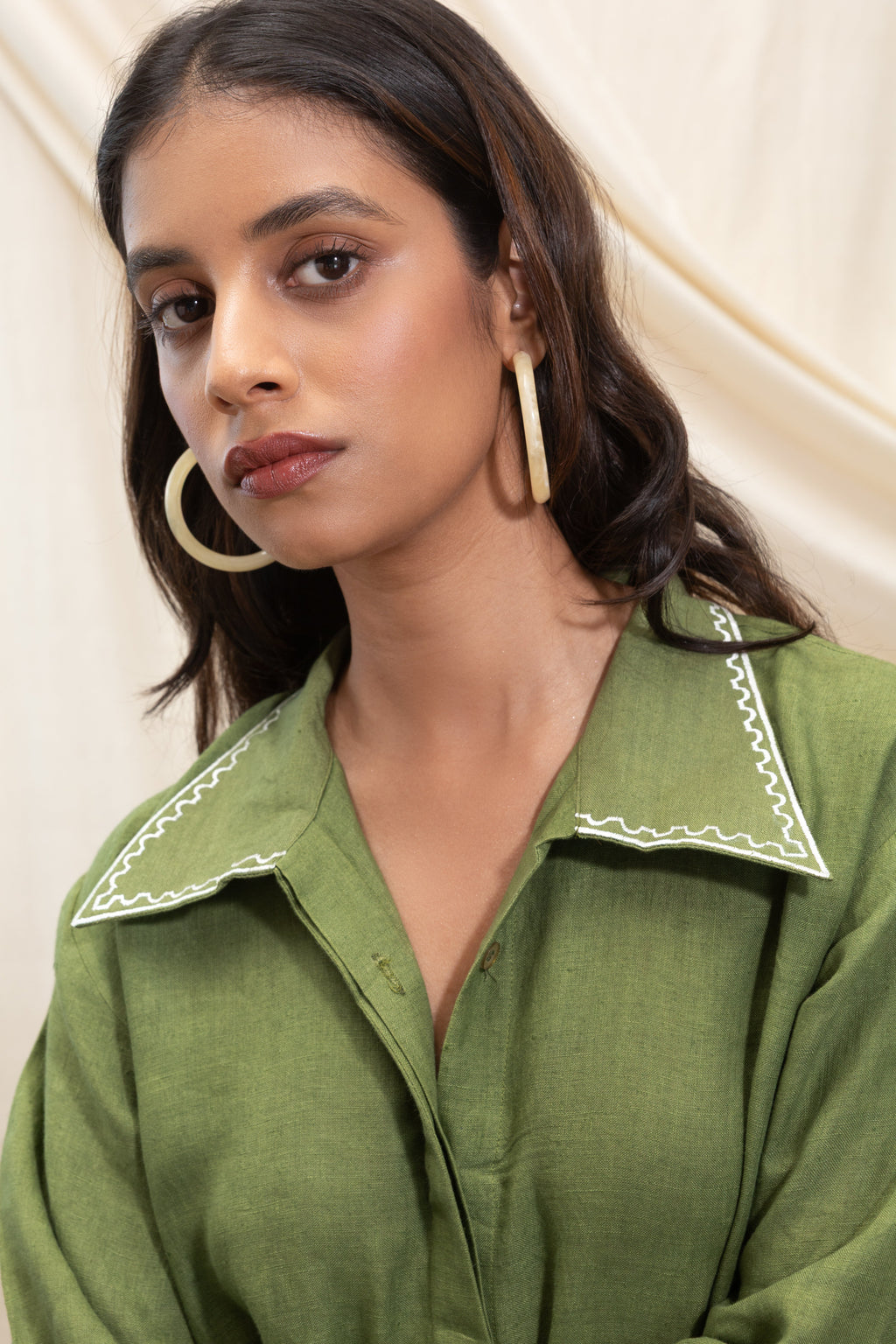 Button down shirt dress at Kamakhyaa by Akashi Clothing. This item is 100% Linen, Regular Fit, Solid Selfmade, Solids, The Stamp Edit By Akashi Clothing, Under $200