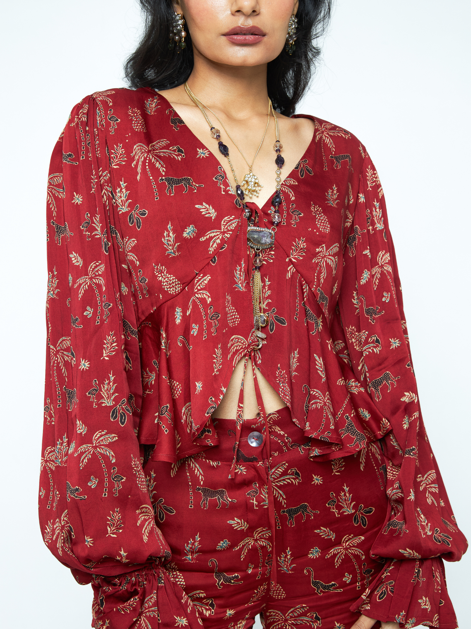 Cascade Top at Kamakhyaa by Anushé Pirani. This item is Bloom After Dark by Anushe Pirani, Midnight Blueprint, Tops & Shirts, Under $50, Woman co-ord sets, Womenswear