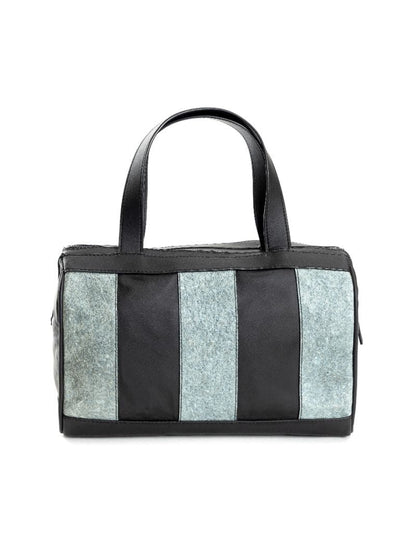 Casual Wear Duffle Bag at Kamakhyaa by Green Hermitage. This item is Apple Leather, Black, Casual Wear, Coconut Leather, Duffle Bags, Free Size, Hemp, Lyocell, Recycled, Striped