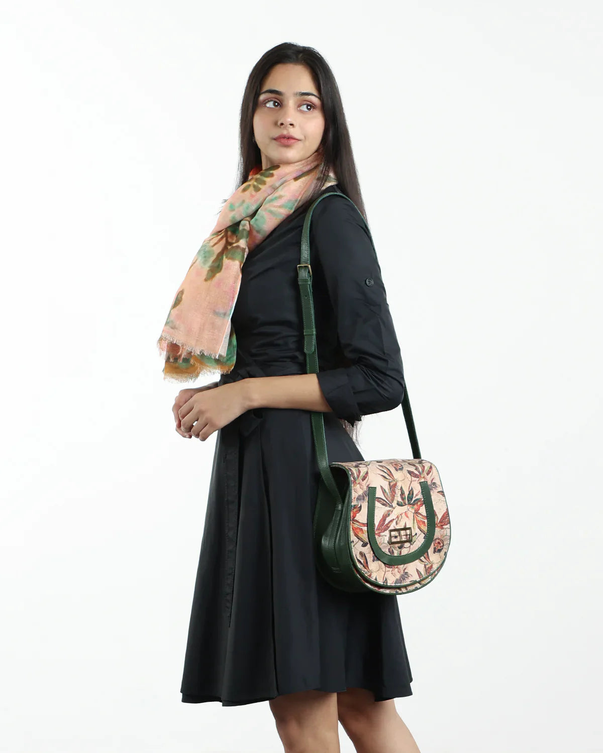 Casual Wear Hand Bag at Kamakhyaa by The Indian Trunk. This item is Artisan Made, Casual Wear, Free Size, Hand Bags, Leafy Pattern, leather, Multicolor, Velvet velour and leather