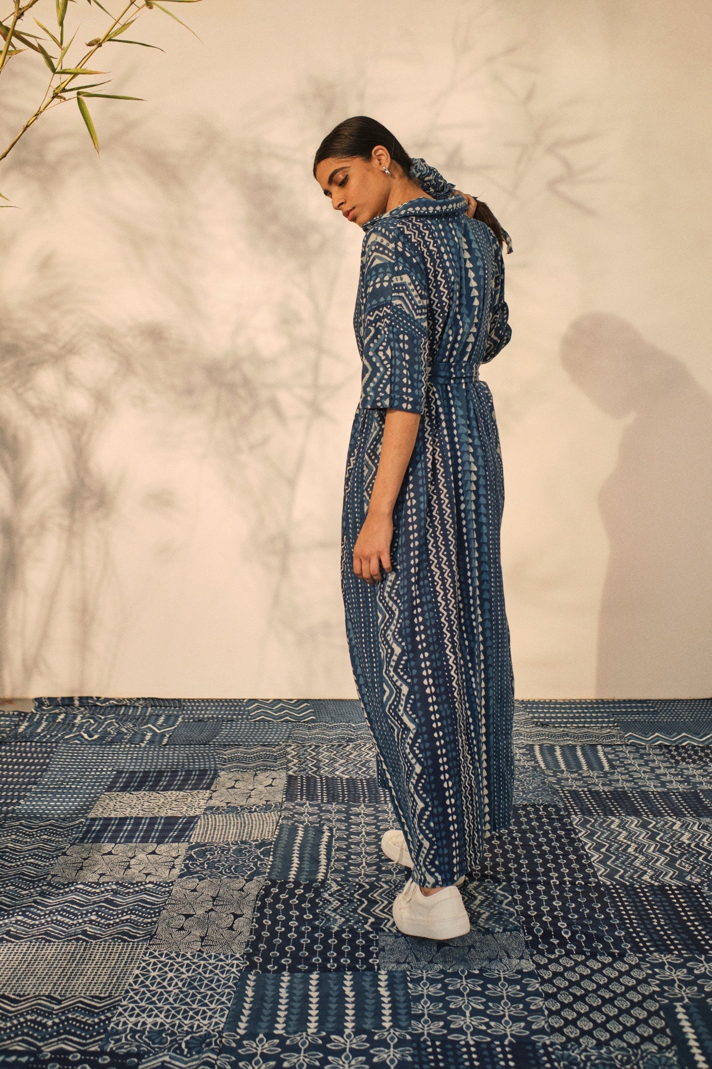 Casual Wear Shirt Dress at Kamakhyaa by Akashii Clothing. This item is 100% Blue Indigo Cotton, Bagru Prints, Blue, Casual Wear, handmade, Neeli by Akashi Clothing, Organic, Regular Fit, Shirt Dresses