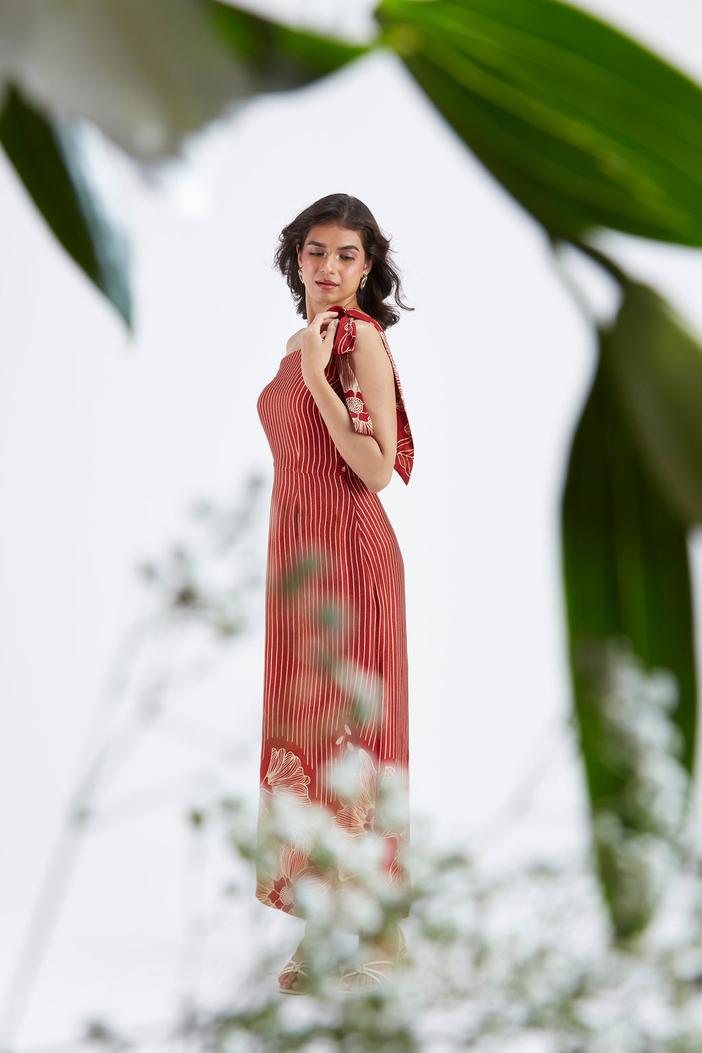 Cecilia Red Floral Printed Cotton Dress at Kamakhyaa by Hasttvam. This item is Cotton, Ete by Hasttvam, Floral Prints, Fusion Wear, Hand Printed, Red, Womenswear