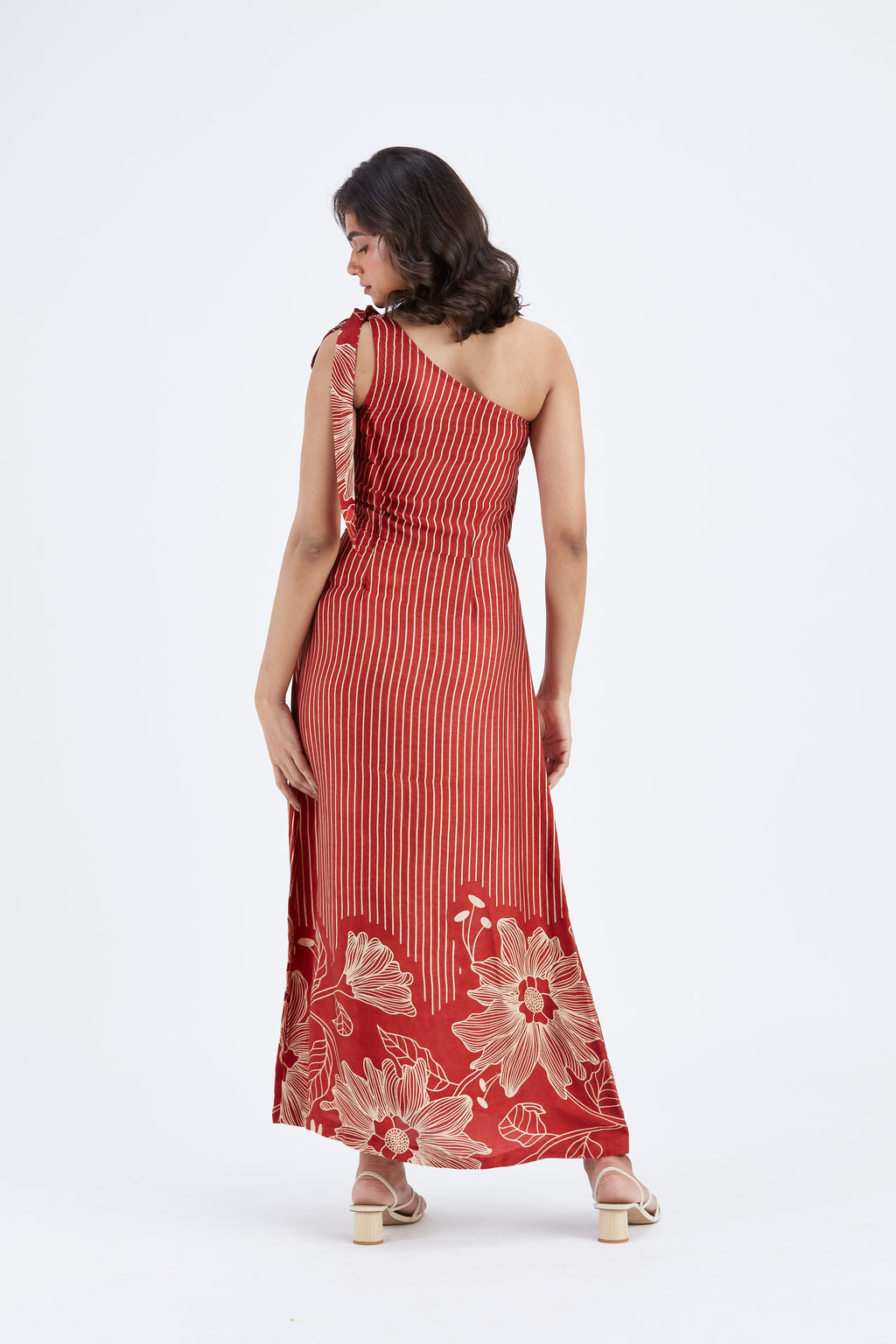 Cecilia Red Floral Printed Cotton Dress at Kamakhyaa by Hasttvam. This item is Cotton, Ete by Hasttvam, Floral Prints, Fusion Wear, Hand Printed, Red, Womenswear