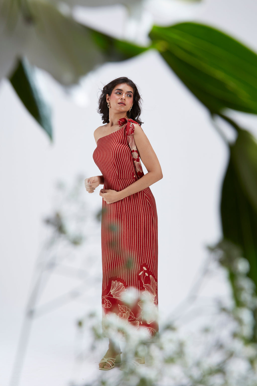 Cecilia Red Floral Printed Cotton Dress at Kamakhyaa by Hasttvam. This item is Cotton, Ete by Hasttvam, Floral Prints, Fusion Wear, Hand Printed, Red, Womenswear