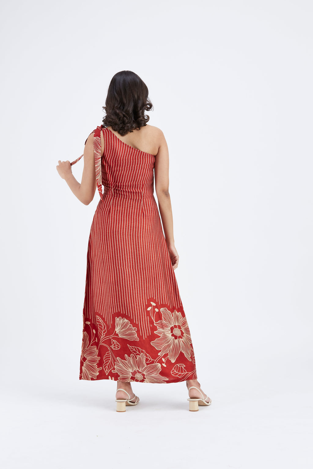 Cecilia Red Floral Printed Cotton Dress at Kamakhyaa by Hasttvam. This item is Cotton, Ete by Hasttvam, Floral Prints, Fusion Wear, Hand Printed, Red, Womenswear