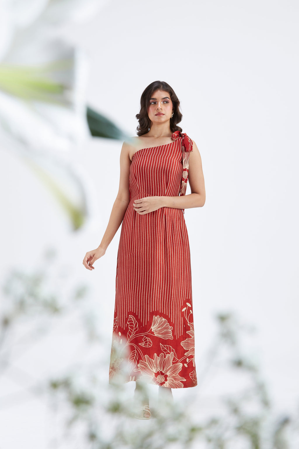 Cecilia Red Floral Printed Cotton Dress at Kamakhyaa by Hasttvam. This item is Cotton, Ete by Hasttvam, Floral Prints, Fusion Wear, Hand Printed, Red, Womenswear