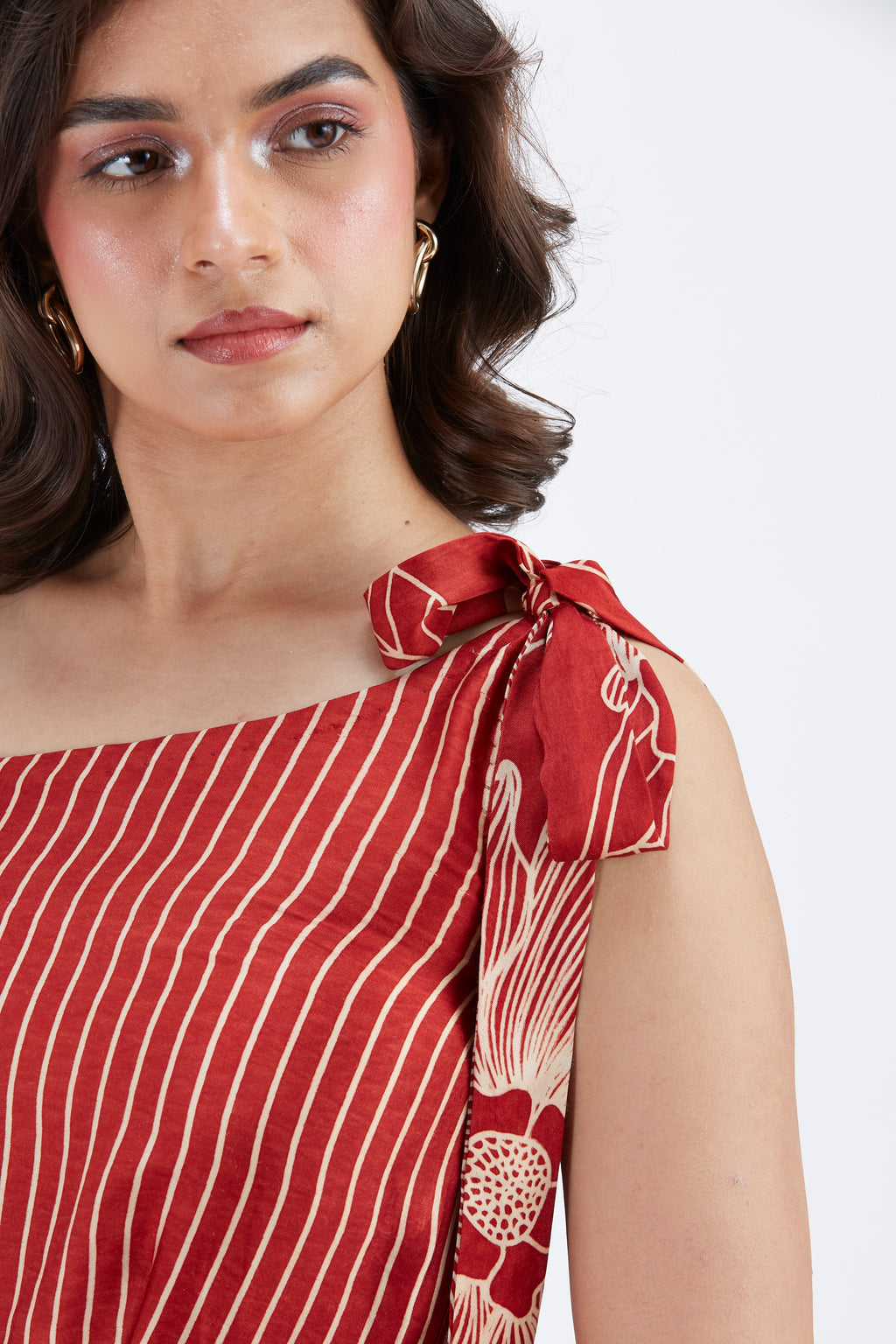 Cecilia Red Floral Printed Cotton Dress at Kamakhyaa by Hasttvam. This item is Cotton, Ete by Hasttvam, Floral Prints, Fusion Wear, Hand Printed, Red, Womenswear