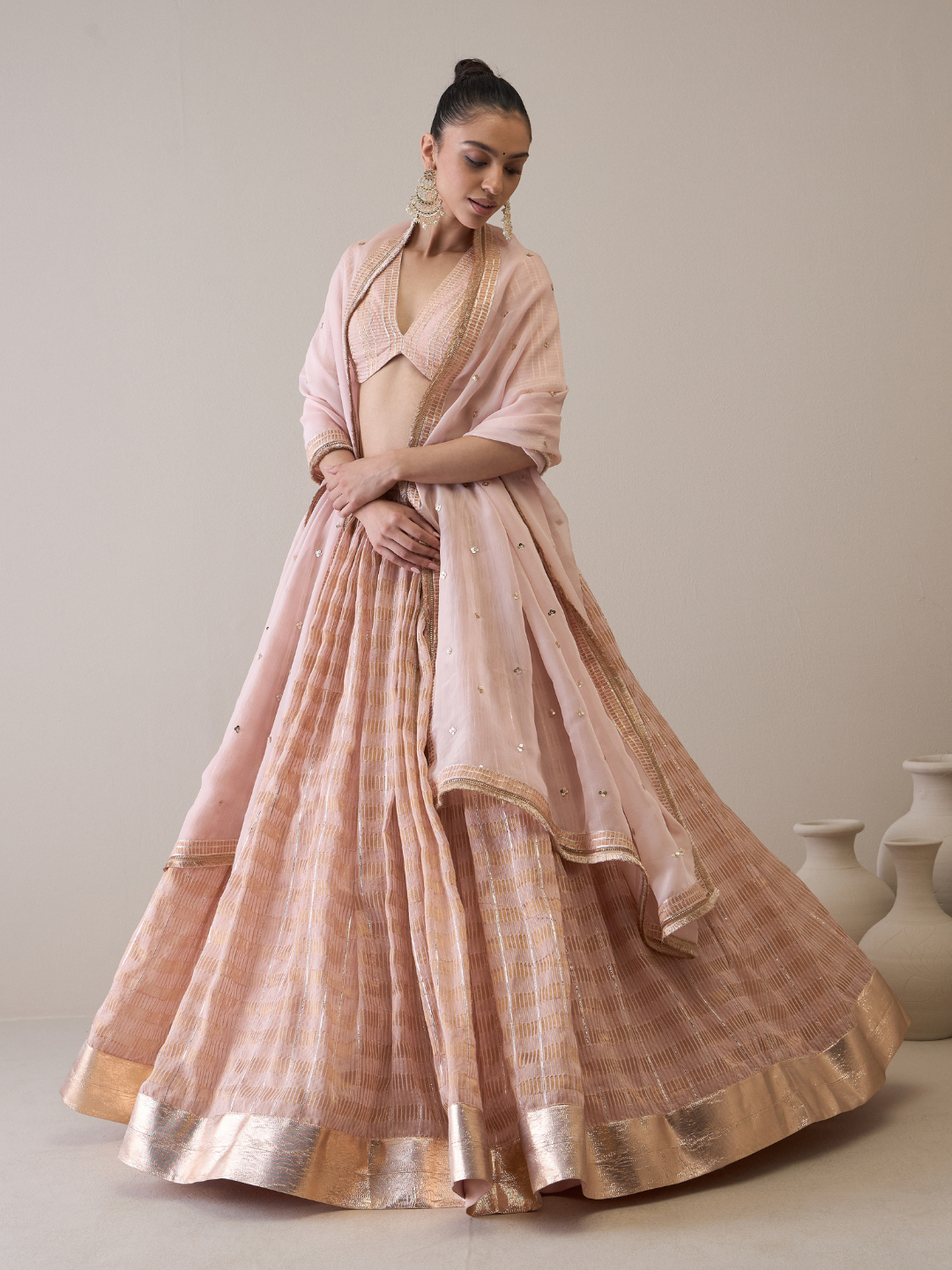 Chanderi Silk Gota Embroidered Lehenga Set at Kamakhyaa by RoohbyRidhimaa. This item is Avani by RoohbyRidhimaa, Chanderi Silk, Free Size, Gotta Embroidery, Lehenga Sets, Party Wear, Pink, Sequin Embroidered, Silk Chanderi, Silk Organza, Toxin free