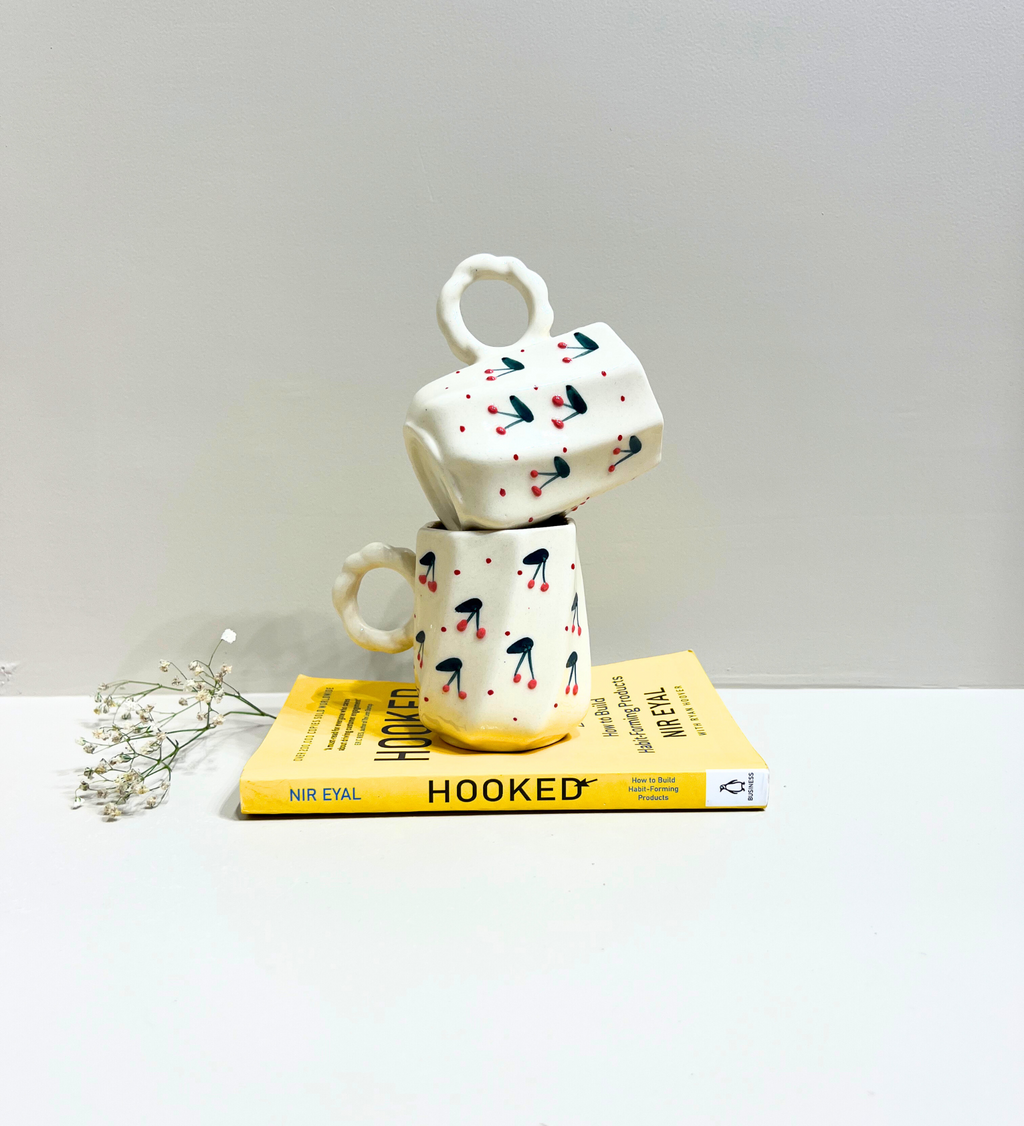 Cherry Pop Handmade Ceramic Mug – Quirky, Playful & Perfectly Imperfect at Kamakhyaa by Aetherea World. This item is 