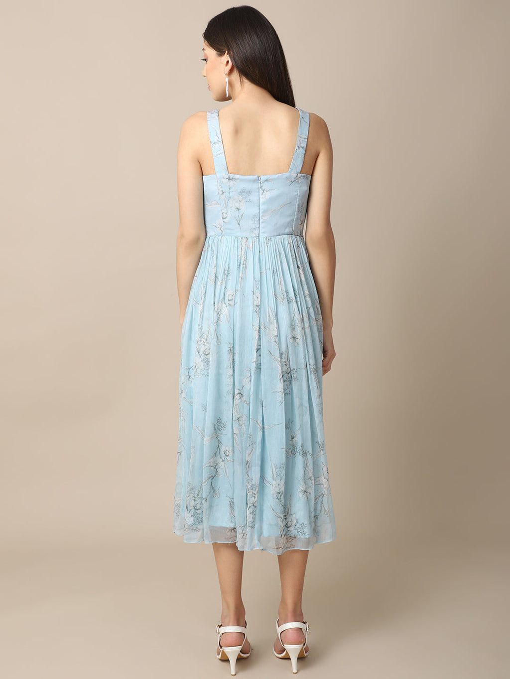 Chiffon Blue Chiffon Drape Dress at Kamakhyaa by Ewoke. This item is A-line Dress, aline dress, beach dress, beachy vibe, Blue, blue dress, Chiffon, Formal wear, Nostalgia's Thread by Ewoke, sustainable fashion, Under $150