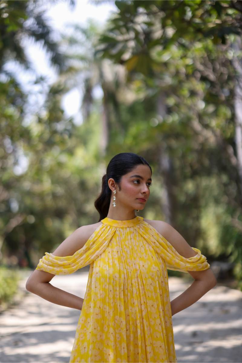 Chiffon Petal Haze Bemberg Mini Dress at Kamakhyaa by Ewoke. This item is bemberg dress, bemberg fabric, Chiffon, drape dress, maxi dress, Midi Dress, Nostalgia's Thread by Ewoke, Under $150