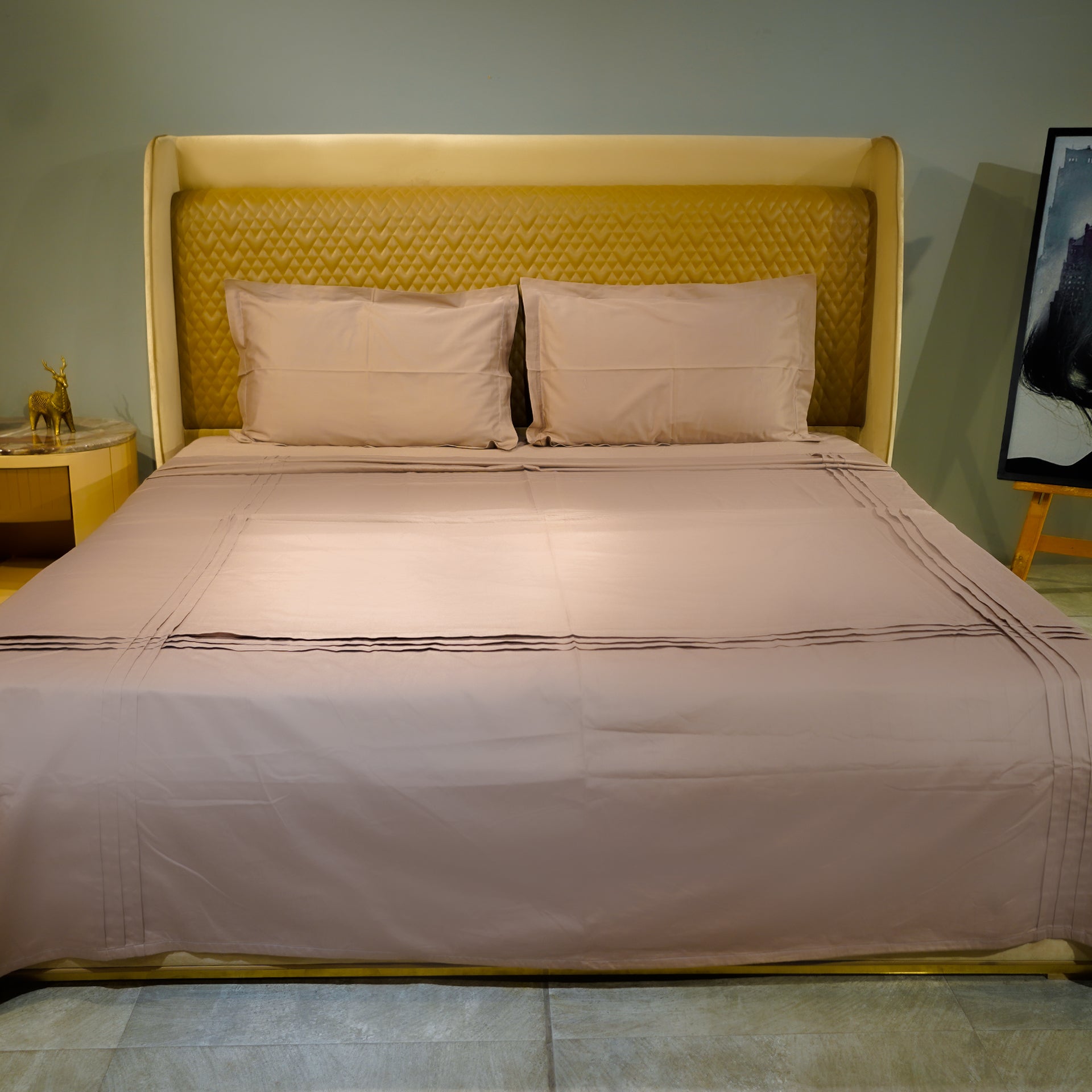 Classic Charm| Designer Bed Sheet Set| Coffee| 100%Cotton at Kamakhyaa by Kamakhyaa. This item is designer bedsheets