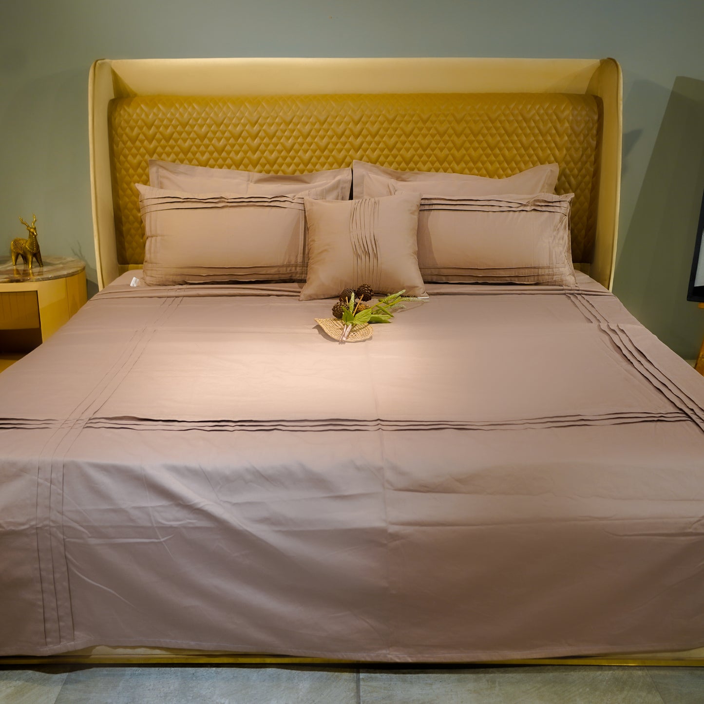 Classic Charm| Designer Bed Sheet Set| Coffee| 100%Cotton at Kamakhyaa by Kamakhyaa. This item is designer bedsheets