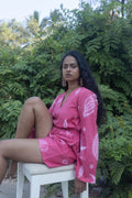 Coastal Chic Playsuit at Kamakhyaa by anushé pirani. This item is Cotton, Moana, Pink, Recycled Cotton, Regular Fit, Resort Wear, Shibori Dyes, Under $200, Womenswear