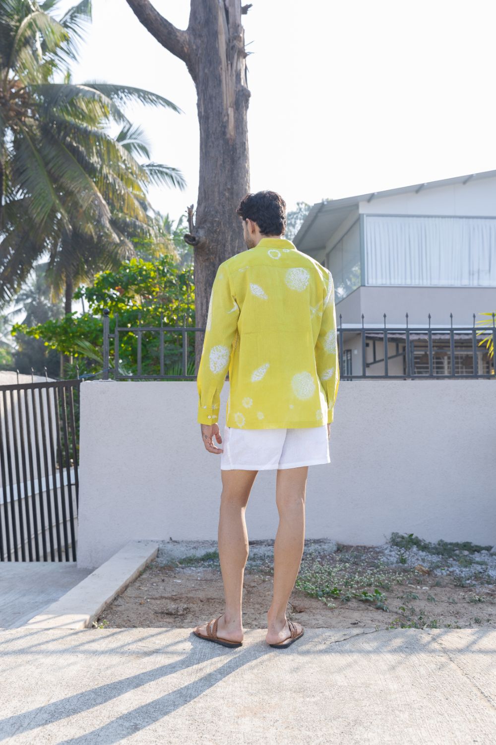 Coastal Cove Shirt at Kamakhyaa by anushé pirani. This item is Cotton, Lime, Men Shirts, Menswear, Moana, Recycled Cotton, Resort Wear, Shibori Dyes, Under $150