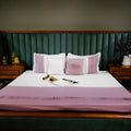 Colorplay Stripe| Designer Bed Sheet Set| WhitexLavender| 100%Cotton at Kamakhyaa by Kamakhyaa. This item is designer bedsheets