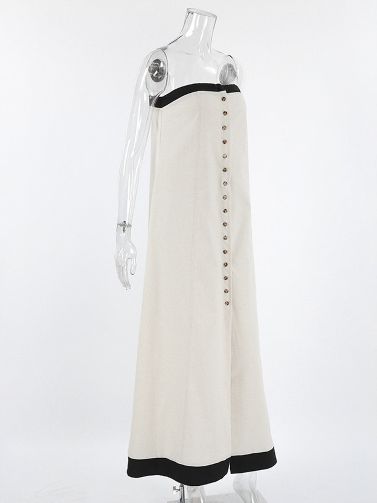 Contrast Trim Button Front Tube Maxi Dress at kamakhyaa.com by Trendsi. This item is Chic Charm, Ship From Overseas, Under $100