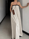 Contrast Trim Button Front Tube Maxi Dress at kamakhyaa.com by Trendsi. This item is Chic Charm, Ship From Overseas, Under $100